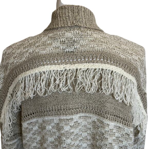 Natural Reflections Cardigan Women's Size XL Beige Neutral Fringe Boho Coastal - Picture 6 of 12